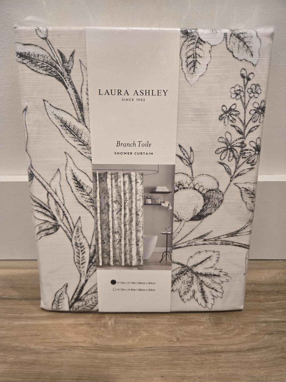 Laura Ashley Branch Toile Shower Curtain - Black on White